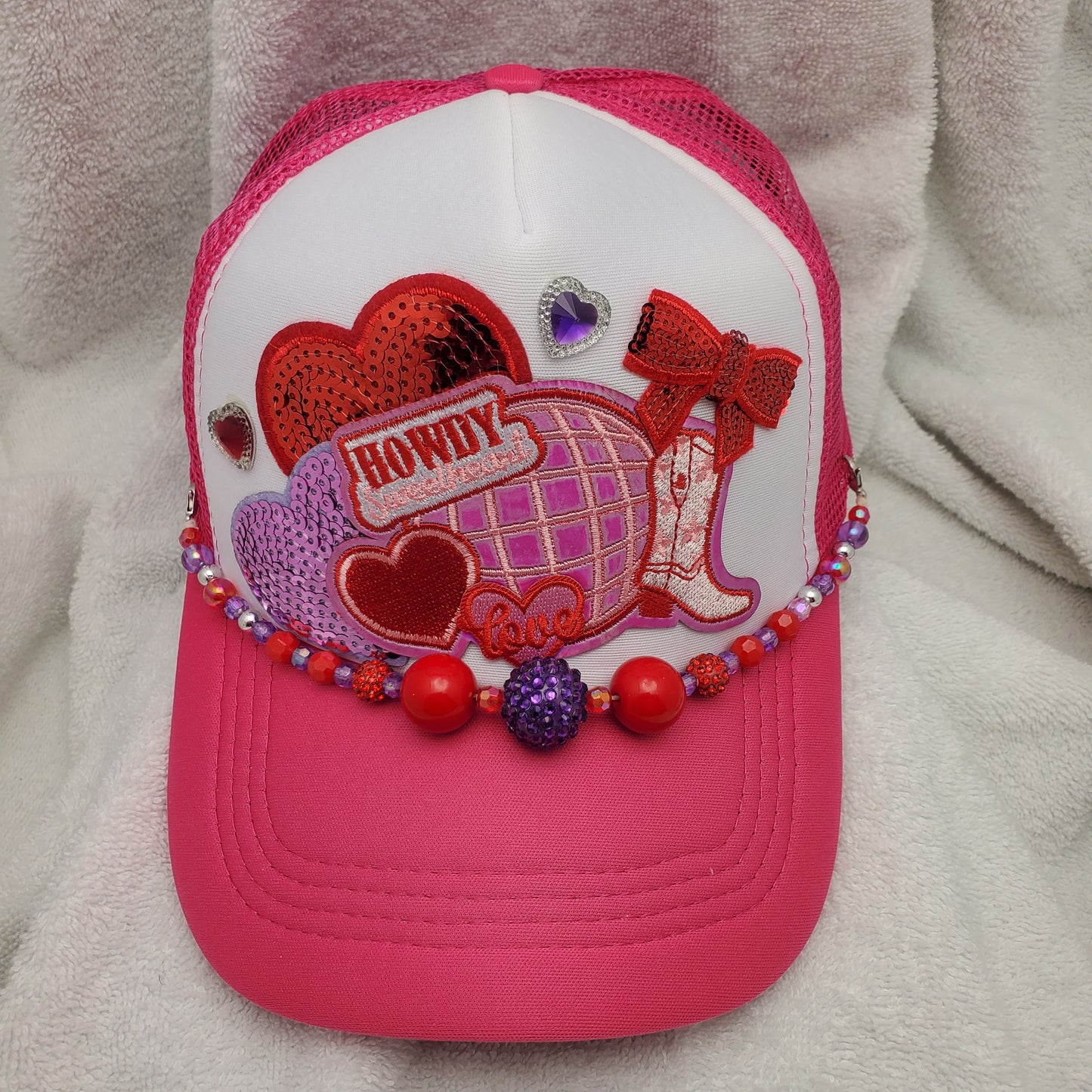Howdy Sweetheart Custom Trucker Hat with Hearts - Valentine's Day (Copy)
