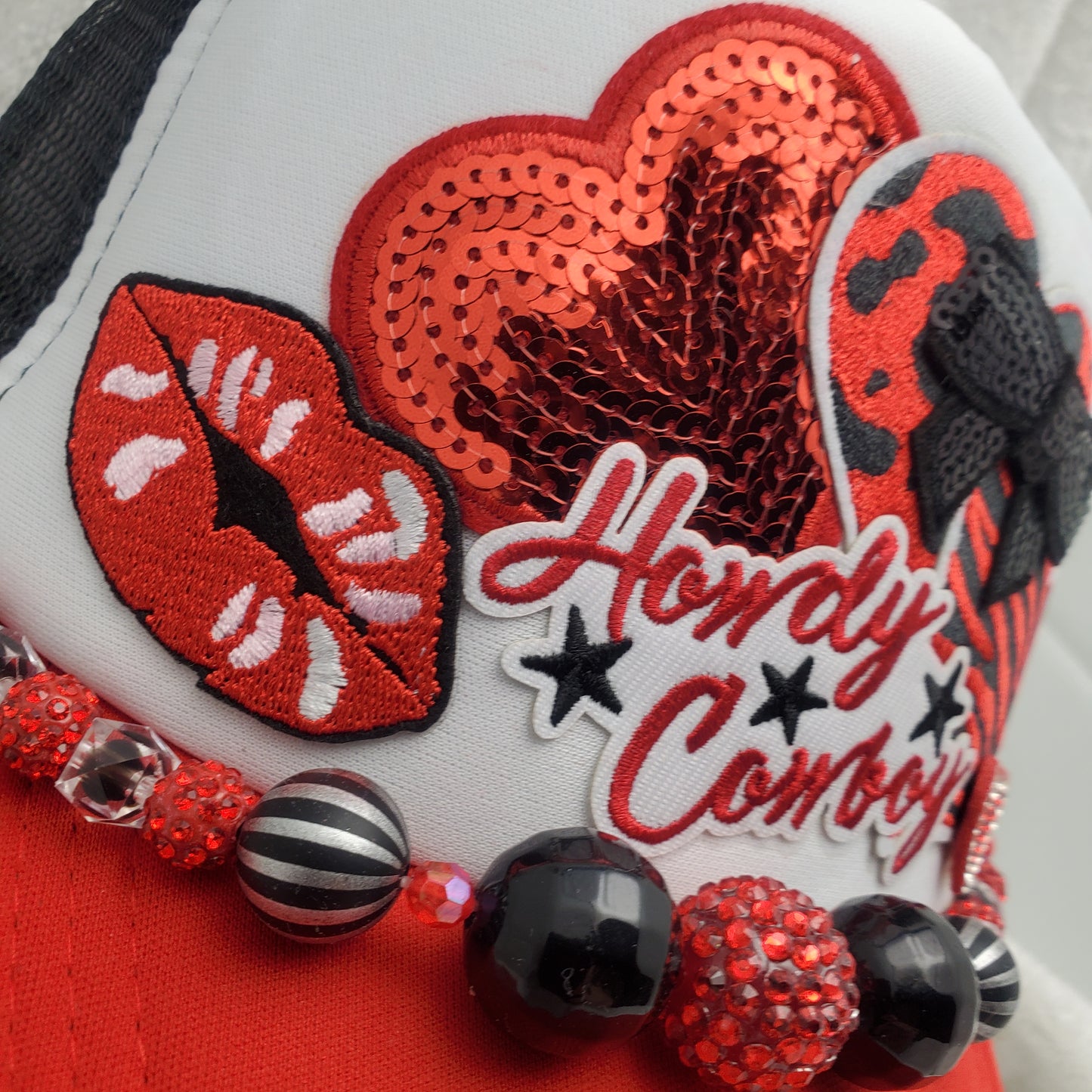 Howdy Cowboy Custom Trucker Hat with Hearts - Valentine's Day