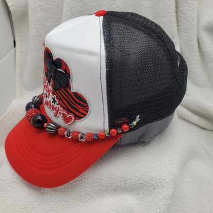 Howdy Cowboy Custom Trucker Hat with Hearts - Valentine's Day