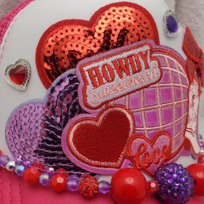 Howdy Sweetheart Custom Trucker Hat with Hearts - Valentine's Day (Copy)