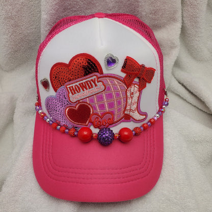 Howdy Sweetheart Custom Trucker Hat with Hearts - Valentine's Day (Copy)