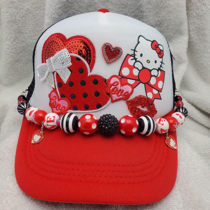 Hello Kitty - Custom Trucker Hat - Valentine"s Day Themed