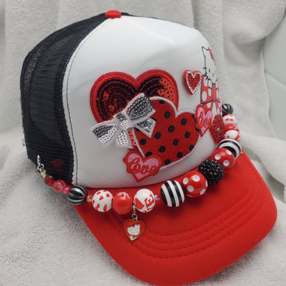 Hello Kitty - Custom Trucker Hat - Valentine"s Day Themed