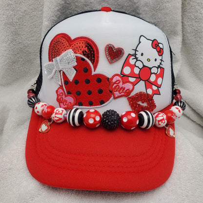Hello Kitty - Custom Trucker Hat - Valentine"s Day Themed