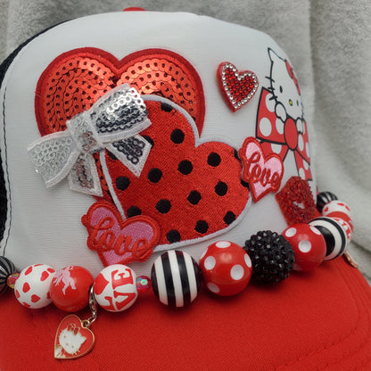 Hello Kitty - Custom Trucker Hat - Valentine"s Day Themed