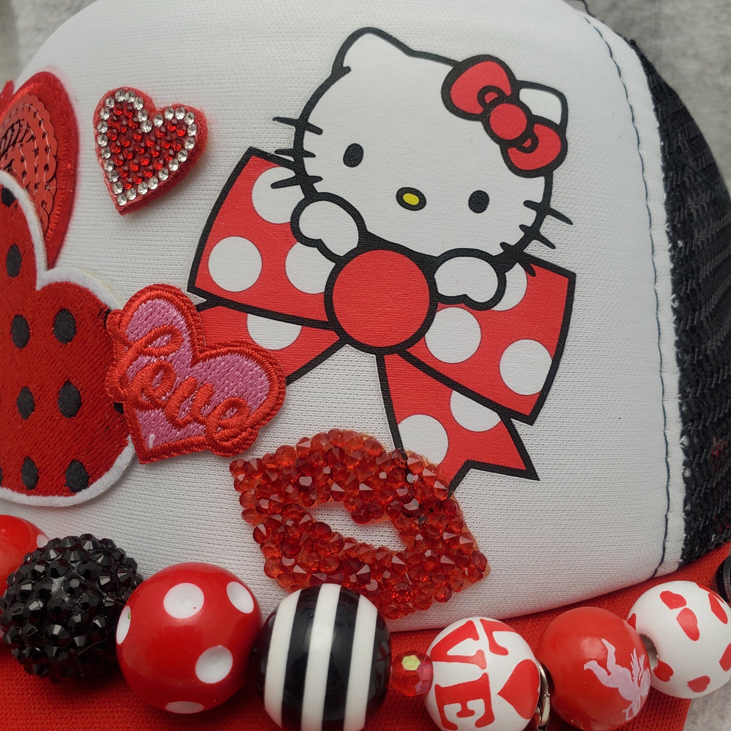 Hello Kitty - Custom Trucker Hat - Valentine"s Day Themed