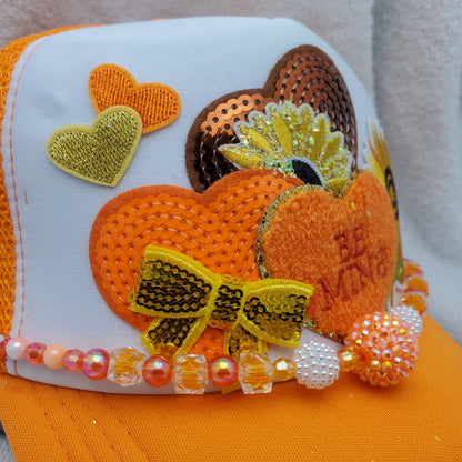 Be Mine - Custom Trucker Hat - Orange & Yellow Valentine's Day - Sunflower