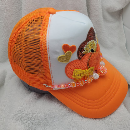 Be Mine - Custom Trucker Hat - Orange & Yellow Valentine's Day - Sunflower