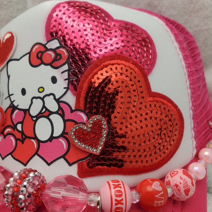 Hello Kitty - Custom Trucker Hat - Valentine's Day - Sanrio