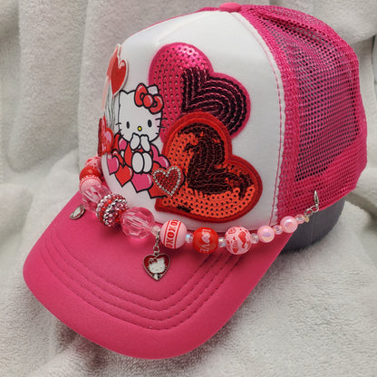 Hello Kitty - Custom Trucker Hat - Valentine's Day - Sanrio